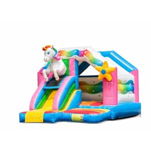 Springkussen Unicorn met glijbaan