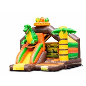 Springkussen Dino met glijbaan