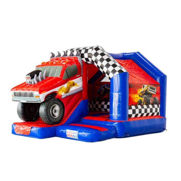 Springkussen Monstertruck met glijbaan